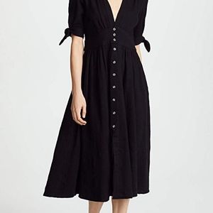 NWOT Free People Black Dress w/Tie Sleeves Sz L